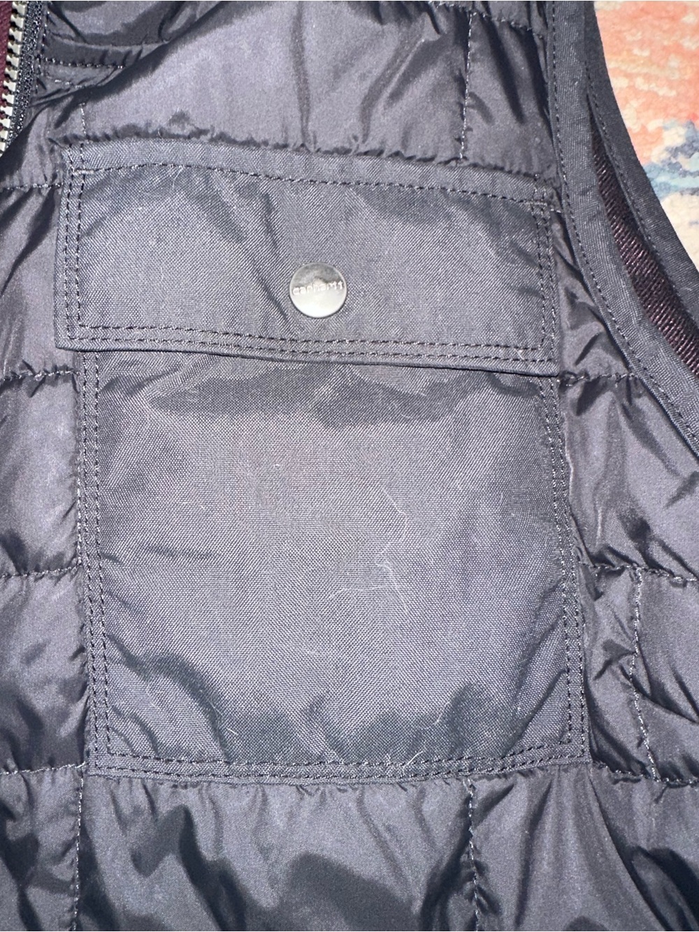 Carhartt Black Quilted Vest with Burgundy Lining Reversible, size XL - Picture 5 of 8